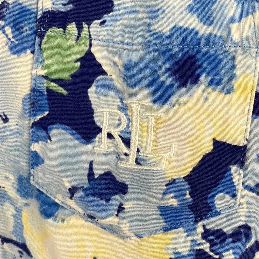 Lauren Ralph Lauren‎ Floral 3/4 Sleeve Notch Collar Long Pants Pajama Set Sz L